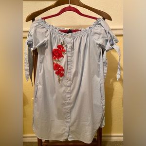 Forever 21 Small Woman’s Blouse Top Stripped with Rose embroidery detail.